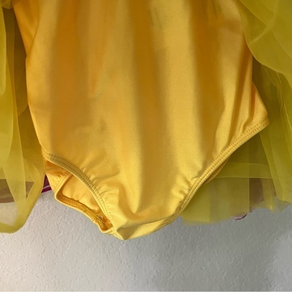 Revolution dance wear yellow & pink outfit costume, MC, 2 hair bows, lace trim. - Picture 14 of 16